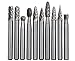 WKSTOOL 10Pcs/set 6mm Dia 1/4 Carbide Burrs Heavy Duty Grinding Double Cylinder Tree Ball Flame Cone Flat Heads Chamfering Deburring Cut for Steel Metal Metalworking Rotary Tools