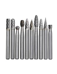 Wokesi - Brocas, paquete de 10 unidades, 5 16 pulgadas de diámetro de corte, vástago de 1 4 pulgada (6 mm), de carburo de tungsteno sólido. Cortador fresador desbastador de corte simple para herramientas giratorias Dremel