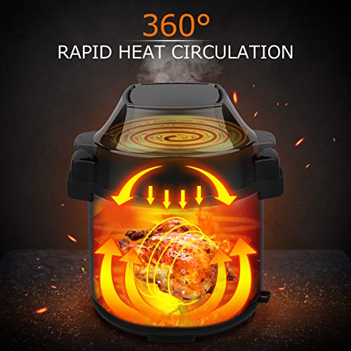 6.5Qt Pressure Cooker and Air Fryer Combos, 1500W Pressure, Steamer Cooker, Air Fryer All-in-One Multi-Cooker with LED Touchscreen Display, 3-Qt Air Fry Basket, Pressure & Crisper Lid, Free Recipe Book - Thumbnail 2