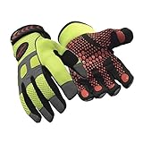 RefrigiWear Reflective HiVis Super Grip High Performance Silicone Dot Work Gloves (High Visibility Lime)