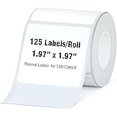 HPRT Thermal Labels, 1.97" x 1.97"(50x50 mm) Waterproof Sticker Paper, Thermal Tape for HPRT T20/T260LR Label Maker, Compatible with Rollo, Phomemo, iDPRT & MUNBYN, 125 Labels/Roll
