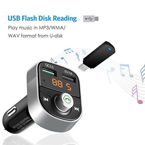 image for AMIR Criacr Bluetooth FM Transmitter, Wireless In-Car FM Radio Adapter