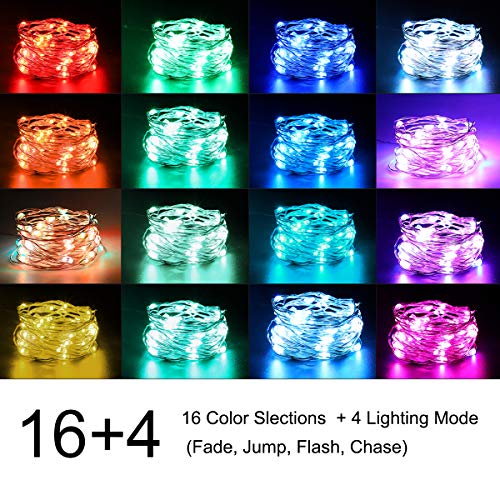BINZET 33Ft Fairy Lights - With 100 Leds 16 [Multi] Colors Changing Starry String Lights - Remote Controlled Waterproof Twinkle Lights for Bedroom Party Halloween Christmas Decor [USB Style with Plug]