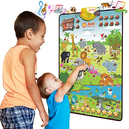 Just-Smarty-Interactive-Happy-Zoo-Poster-Preschool-Animal-Learning-Toy-for-3-4-5-6-Year-Old-Boys-and-Girls-Toddler-Educational-Activities-with-Music-Playing-Singing-for-Daycare-Kindergarten