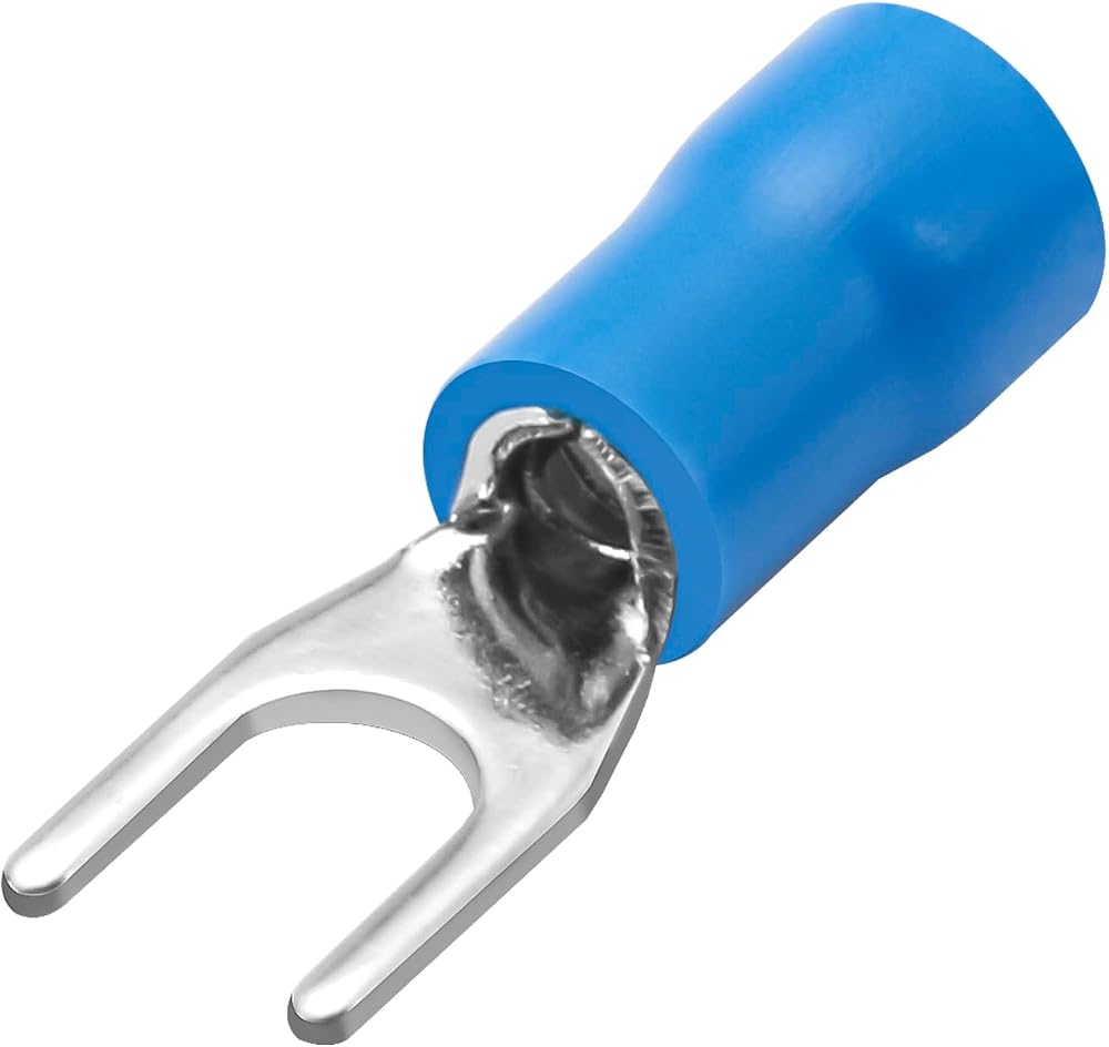 Heschen Fork Insulated Wire Connector Crimp Terminal SV2-4 Blue 100 Pack 16-14