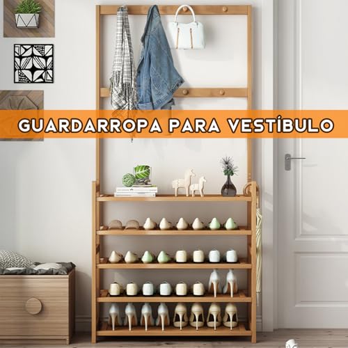AMZYYDS Perchero Zapatero 5 Capas Organizador de Zapatos y Ropa,zapatera | perchero zapatero 5 capas,zapatera percheros,perchero para zapatosTamaño170x70x25cm organizador percheros de entrada