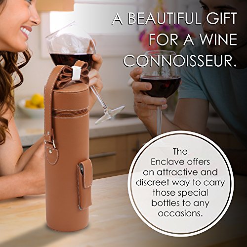 Luxury Wine Tote Travel Bag/Genuine Leather Bottle Wine Bag Carrier/Easy to Carry Shoulder Strap/Corkscrew Included/Great Gift