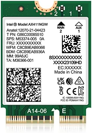Intel AX201NGW Wi-Fi 6 Wireless Card M.2: CNVio2, Bluetooth 5.2, 2400Mbps 2.4 GHz 5 GHz Network Adapter For Laptop Support Windows 10/11 ( 64bit) Linux Chrome OS Only Available With Gen Intel 10 CPU