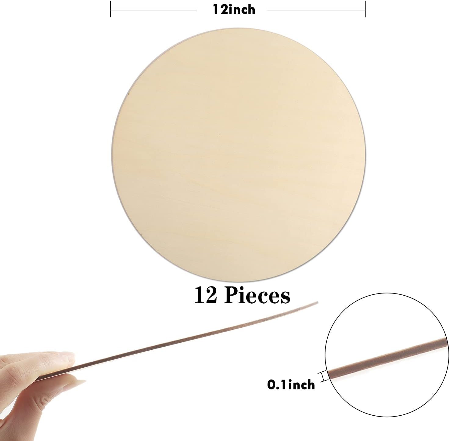 12Pcs 12 Inch Wood Circles for Crafts, Unfinished Blank Wooden Rounds Slice Wooden Cutouts for DIY Crafts, Door Hanger, Sign, Wood Buring, Painting, Christmas Décor : Kitchen & Dining