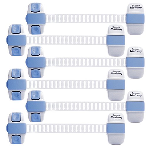 6 Dual Action Child Safety Locks - BONUS Sliding Lock - ABS Resin, Childproof Latches for Cabinets & Drawers, Windows and Toilet- No Tools or Screws Needed