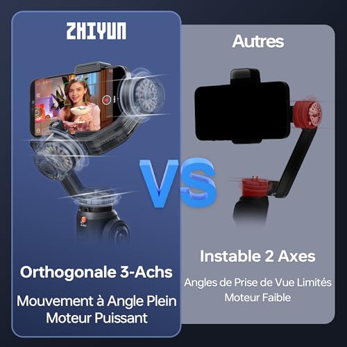 ZHIYUN Smooth-5S AI Pro[Official] Smartphone Stabilizer, Handy Gimbal 3 Axis with Tripod, AI Tracker, Charging Lights, Mobile Phone Stabilizer, for Vlog, Youtube, TikTok
