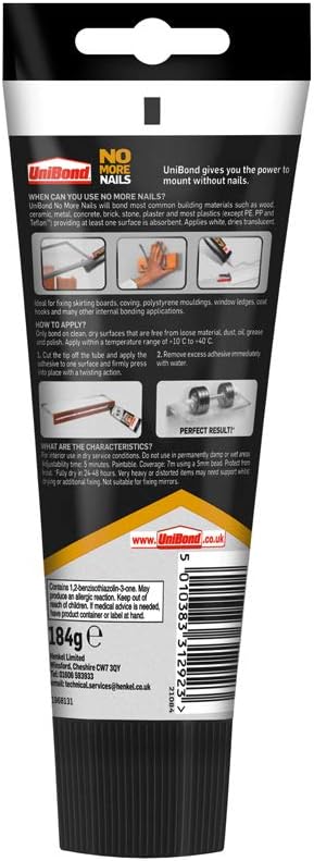 Unibond No More Nails Invisible Heavy Duty Clear Glue Strong Glue For Wood Ceramic Metal And More Instant Grab Mounting Adhesive 1 X 184g Tube Amazon Com