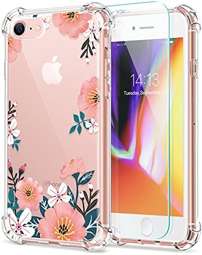 GVIEWIN for iPhone 8 case/iPhone 7 case/iPhone SE 2020 case with Screen Protector,Clear Flower Floral for Girls Woman, Soft TPU Shockproof Protective Cover for iPhone SE 2nd Gen/7/8(Summer Blossom) GVIEWIN for iPhone 8 case/iPhone 7 case/iPhone SE 2020 case with Screen Protector,Clear Flower Floral for Girls Woman, Soft TPU Shockproof Protective Cover for iPhone SE 2nd Gen/7/8(Summer Blossom)