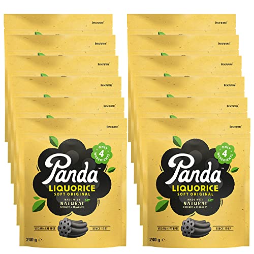 Panda ® | Natürliche weiche Original Lakritz Süßigkeiten | Pure Panda Lakritz süß mit nur vier natürlichen Zutaten gemacht | Vegan, fettfrei & künstlich frei | 240 Gr x 12 Beutel Pack thumbnail 1