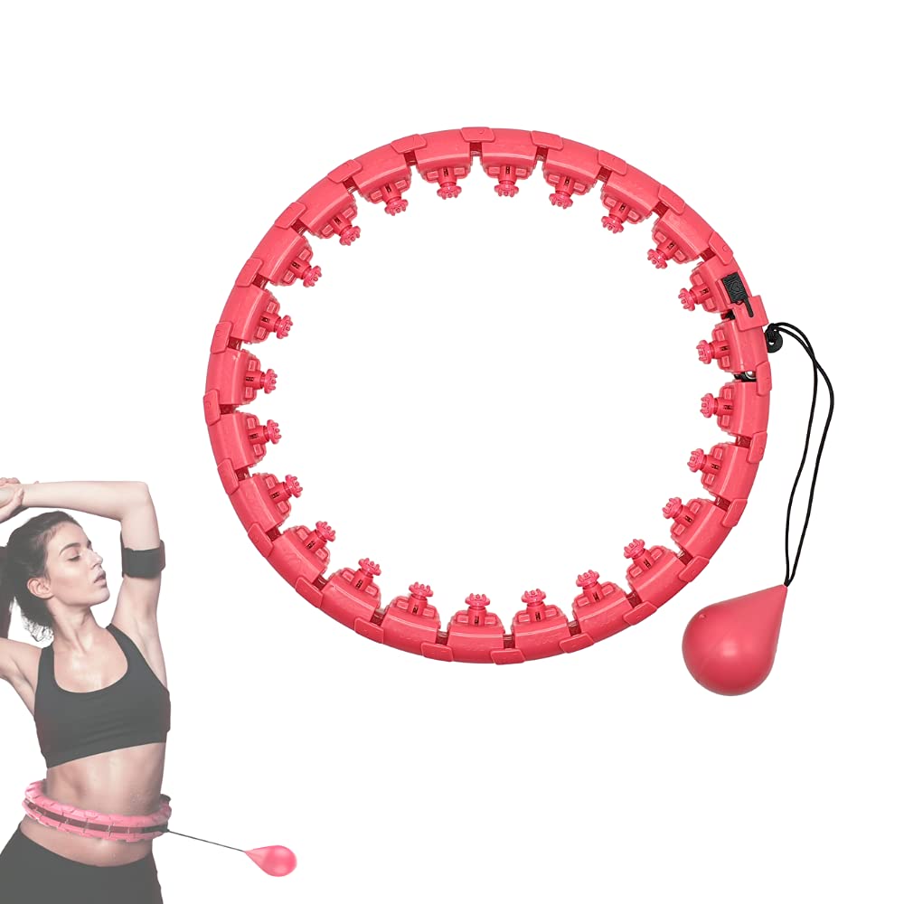 Fitness Hula Hoop, Smart Weighted Hula Ring. AutoSpinning Circle with 360º Massage, Weight Ball and 24 Deatachable Sections, Adjustable up to 130cm Waist Circumference.