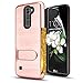 LG Tribute 5 / LG K7 / LG Treasure LTE Case With HD Screen Protector,AnoKe [Card Slots Holder][Not Wallet] Kickstand Hard Plastic PC TPU Soft Hybrid Shockproof Case For LG Tribute 5/K7 Rose Gold