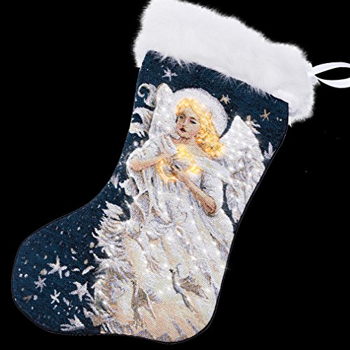 Arelux Novelty LED Christmas Stockings | Glowing Christmas Tree Socks | Glow Stockings for Xmas Party | Hanging Xmas Decoration | Sophisticated Angel Embroidery | 19 - Bigger Size for More Gifts