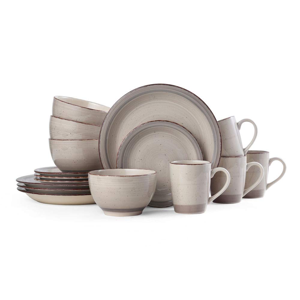 Photo 1 of (PARTS/BROKEN PARTS**) Sadie 16-Piece Cream Dinnerware Set, Service for 4, Durable Stoneware Plates and Bowls with Classic Design, Microwave and Dishwasher Safe
