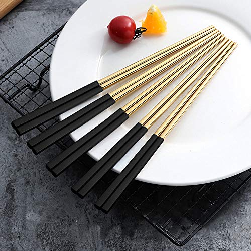 Chopsticks Reusable,Metal Chopsticks 5 Pairs Gift Set,304 Stainless Steel Chopsticks Dishwasher Safe