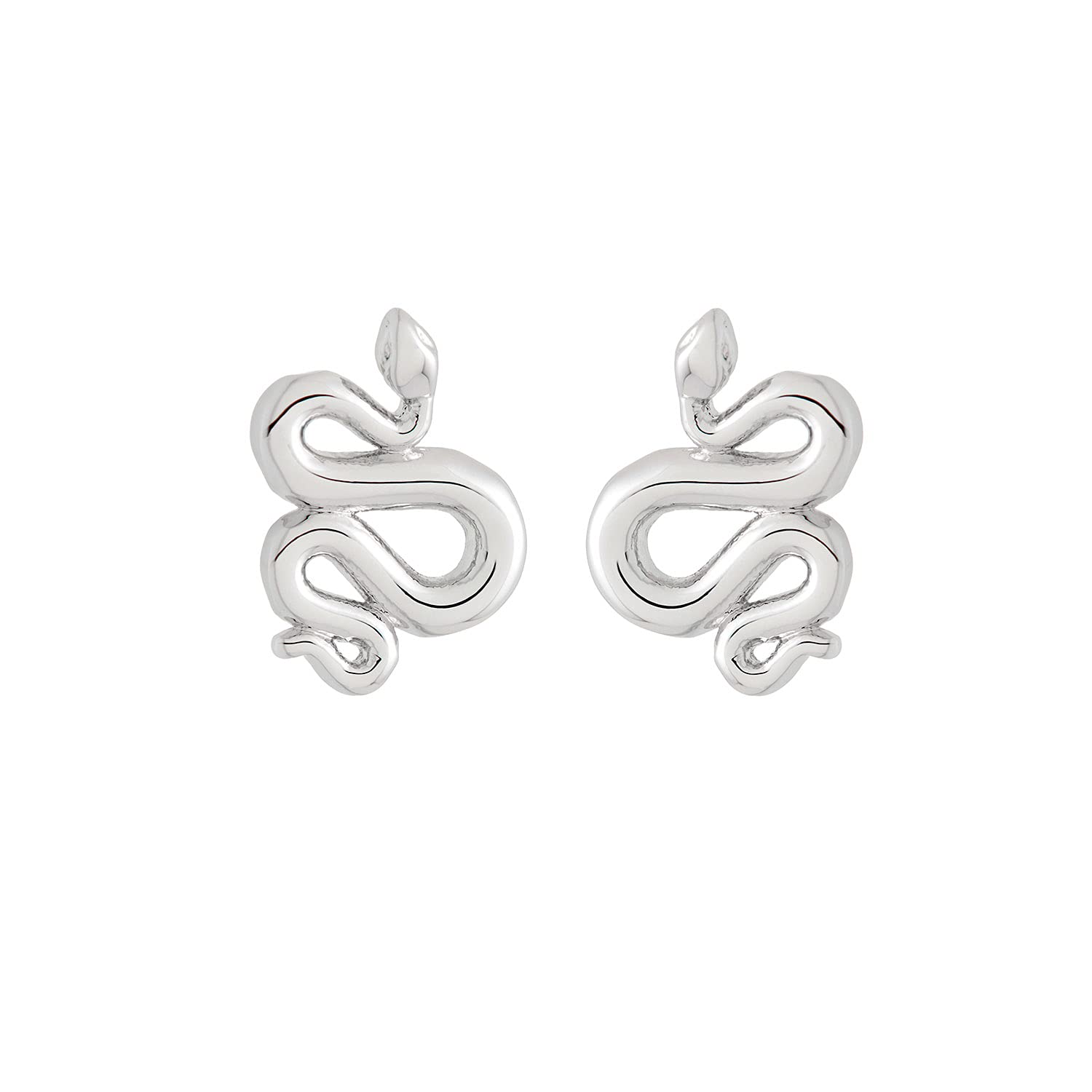 All We Are White Snake Stud Earring (Silver Tone)