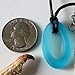 Light Blue Sea Glass Necklace Surf Beach Transparent Oval Small Pendant Handmade Unisex Surfing Jewelry on a Waxed Cotton 26 Inches Cord Gift Under 20 Dollars