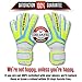 Renegade GK Vulcan Surge Goalie Gloves with Pro-Tek Finger Spines | 3.5+3mm Hyper Grip & 4mm Duratek | Neon Yellow & Blue Soccer Goalkeeper Gloves (Size 7, Youth, Roll-Neg Hybrid Cut, Level 3)