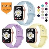 Laffav Compatible with Apple Watch Band 38mm 40mm ,M/L for Women Men, 3-Pack Silicone Replacement Band Compatible with iWatch Series 4, Series 3