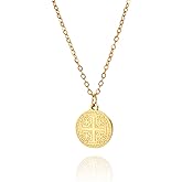 EUEAVAN Jerusalem Crusaders Cross Pendant Necklace Jerusalem Medallion Disc Greek Religious Medieval Jewelry Baptism Gift Women Men