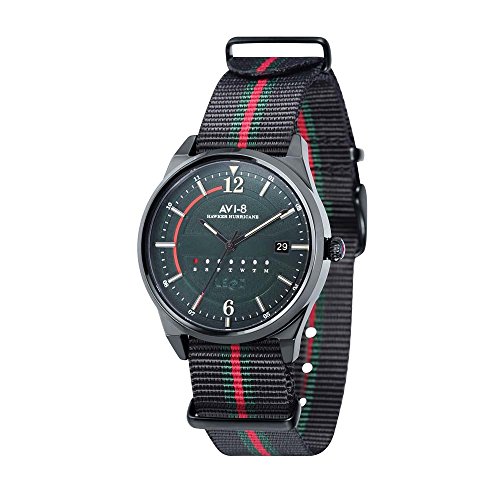Avi-8 hawker hurricane green dial mens watch 4044-03