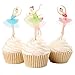 Joinor Set of 24 Pieces Cute Ballet Dancer Girls Fairy Peri Dessert Muffin Cupcake Toppers for Picnic Wedding Baby Shower Birthday Party Server