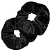 Kenz Laurenz Velvet Scrunchies - Hair Ties and Ponytail Holders for Women (Black)