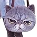 Good Bag Women's Shoulder Zipper Tote Bag with Cute Lifelike Grey Cat Head Printing