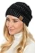 Yourstyle USA Trendy Warm Chunky Soft Stretch Cable Knit Slouchy Beanie (One Size, Black/Metallic Silver)