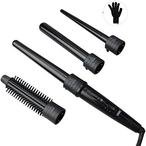 Curling Iron, McDou 4 in 1 Curling Wand Set with 4 Interchangeable Ceramic Barrels and a Heat Protective Glove