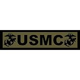 Green USMC Tab Shaped Sticker (USMC Vinyl Decal (1.5 x 6 inch) Officially Licensed by The U.S. Marine Corps