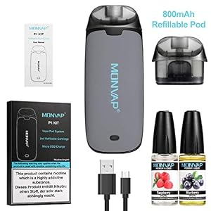 E Zigarette Vape Pods, MONVAP P1 Starter Set 800mah integrierte Akku, 2ml Tank-Pods Nachfüllbar, Handlich All-in-One-Design Pod System für Einsteiger und Zweitgerät Ohne Nikotin 0,0mg