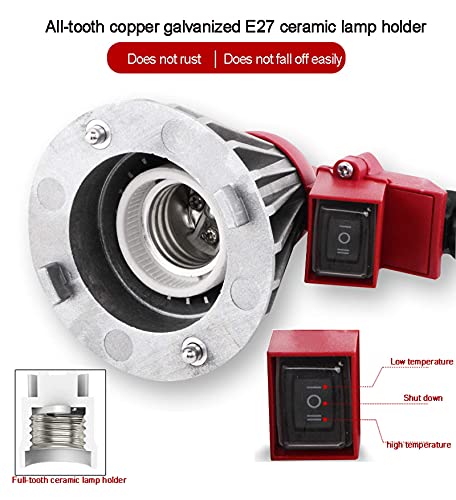 Aprilhp Wärmelampe Küken, Rotlichtlampe Wärmelampe Tiere Haustier Heizungs Lampe für Hühner, Ferkel und Welpen, 200W, Einstellbare Temperatur – Bild 5