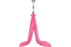KAICHENYT Aerial Silks Kit Pink 10 Yards Aerial Yoga Hammock with Hardware & Guide Durable AerialYoga Swing for Acrobatic Flying Yoga, 1102lbs Capacity