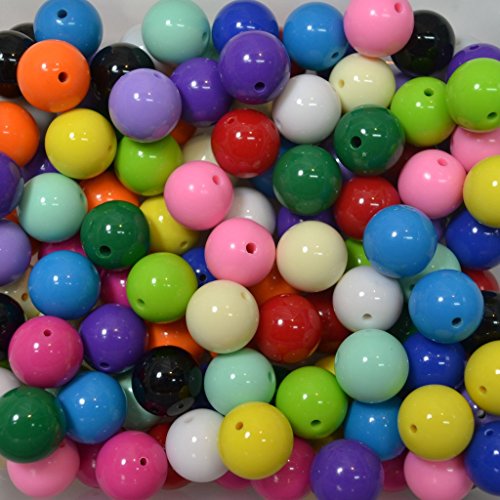 20mm Bulk Mix of Solid Chunky Bubblegum Beads 15 Colors 120 Acrylic Gumball beads
