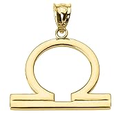 10K Yellow Gold Libra Zodiac Astrological Sign Charm Personalized Pendant