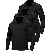 3Pack Men’s Quarter Zip Pullover Athletic Shirts Long Sleeve Sweatshirts Quick Dry Shirts Tops for Running Workout Golf Gym