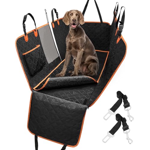KYG Dog Car Cover with Additional Removable Cover Covers Car Seats for Dogs, Waterproof and Resistant Back Seat Protector with Mesh Window, Easy to Clean, Scratch Resistant