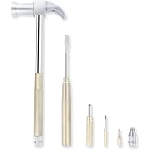 YOUMI 6 in 1 Metal Hammer &amp; Screwdriver Multitool Set with Anti-Slip Grip Handle Slotted/Flat Head Phillips Screwdriver Nail Puller and Claw Hammer Best Gift for Sweetheart(Silver Yellow)