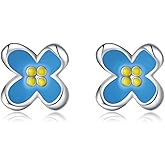 Reffeer Solid 925 Sterling Silver Cute Flower Earrings Stud for Women Teens Small Flower Stud Earrings Color Flower Earrings