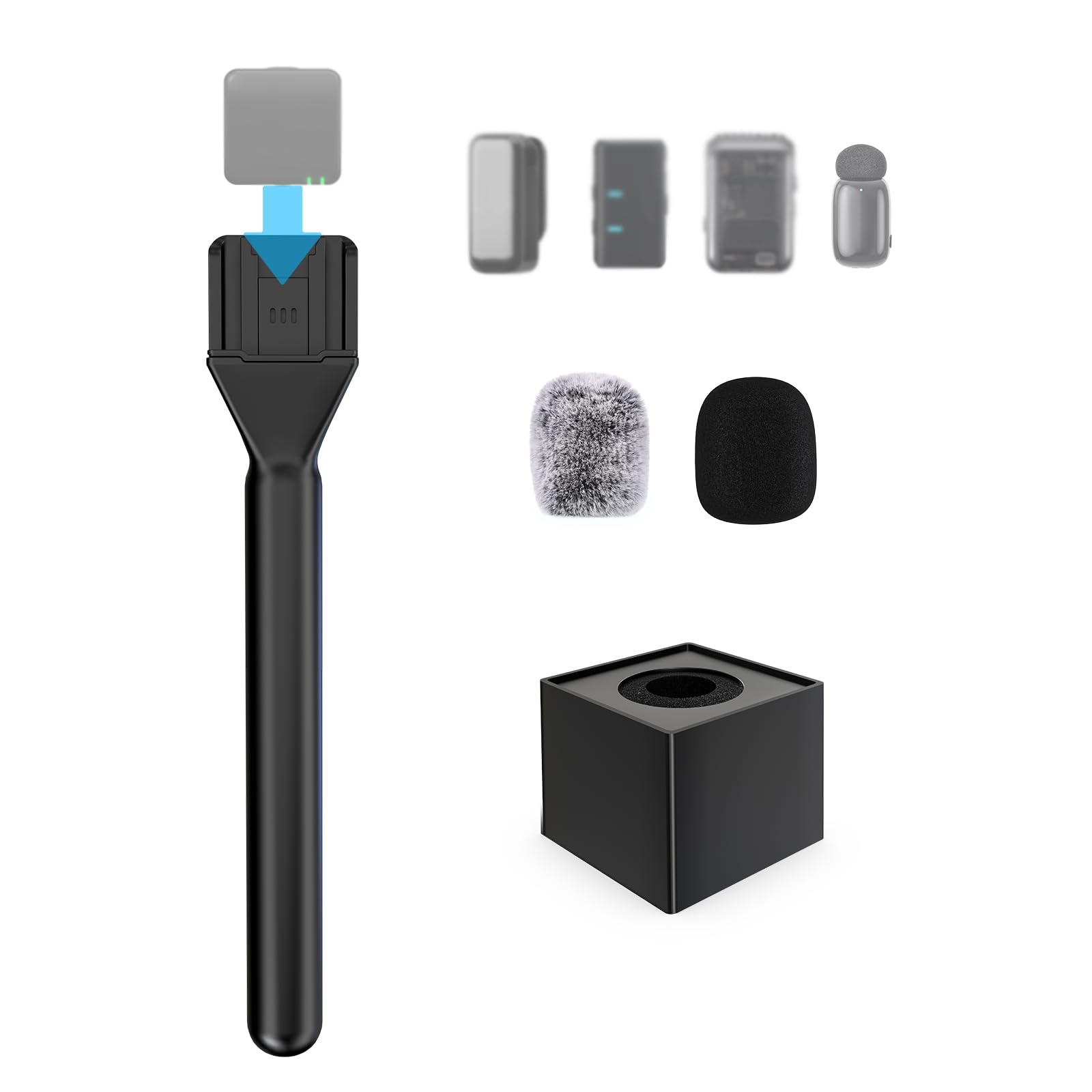 Photo 1 of ZealSound Mic Handle for DJI Mic Mini/2/3, RODE Wireless GO 2/3, Hollyland Lark M1/C1, BOYA Mini & More, Wireless Lavalier Microphone Holder for Interviews, Vlogging, YouTube, TikTok, Reporting