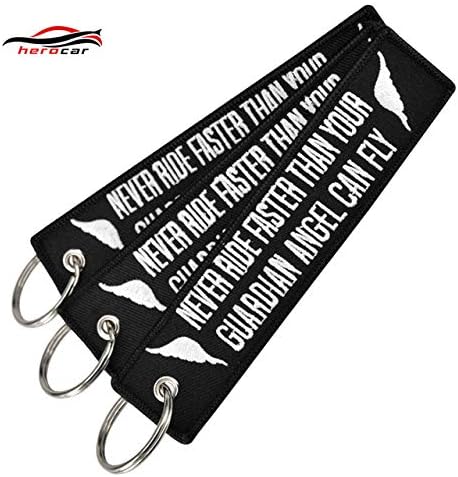 Key Rings Motorcycle Keychain for Motorcycles Biker Embroidery Key Fobs OEM Keychain Never Drive Faster Than Your Guardian Angel Can Fly - (Color Name: 3pcs)
