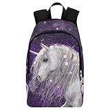 InterestPrint Custom Fantasy White Horse Casual Backpack School Bag Travel Daypack Gift