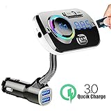 Dual USB Charging Port Car Charger Bluetooth FM Transmitter for Car Wireless FM Radio Transmitter Adapter Car Kit with Hands Free Calls Support Aux Input/Output TF Card USB Disk