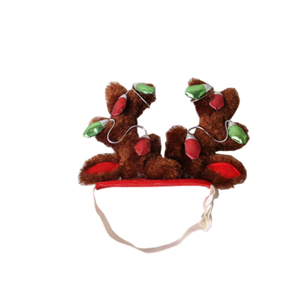 Balacoo Dog Elk Antler Reindeer Hat Cap Dog Headband Pet Christmas Costume Outfits Hat Headwear Hair Grooming Accessories Size L (Red)