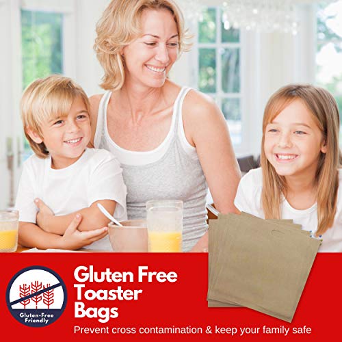 Premium Non Stick Toaster Bag (4pk) - Grilled Cheese Toaster Bags Heat Resistant, Reusable & Easy to Clean - Ultimate NO MESS Sandwich Toaster - Ideal for Gluten Free Celiac Travel Dorm Office